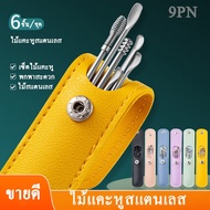 9PN Ear Pick Set Of 6 Pieces Stainless Steel With Leather Case Beautiful Small Size For Carrying