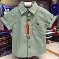 KEMEJA budak lelaki kemeja budak lelaki lengan pendek Latest plain sage green short-sleeved children