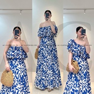 FYANG PRINTED RUFFLED MAXI DRESS