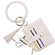 Wristlet Bracelet Keychain Credit Card Holder Purse,RFID Blocking Zip Wallet,Silicone Bead Tassel Ke