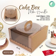 Cake Box Brown Cake Box 22x22x12cm Mica Handle 10 PCS-42212MB
