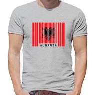 Albania Barcode Style Flag - Mens T-Shirt - Republic Live Born Albanian Country