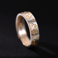 Hong Kong Zhengsheng Jewelry 9999 Sterling Silver Gold-Painted Auspicious Word Ring Men Women Style 