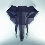 Handmade Model 3D Paper Sculpture Wall Hanging Polygon Animal Bedroom Wall Family Elephant Head Scen