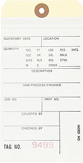 Aviditi 2 Part Carbonless #8 Inventory Tag, 6-1/4" L x 3-1/8" W, 9000-9499 Numbering, White/Manila (