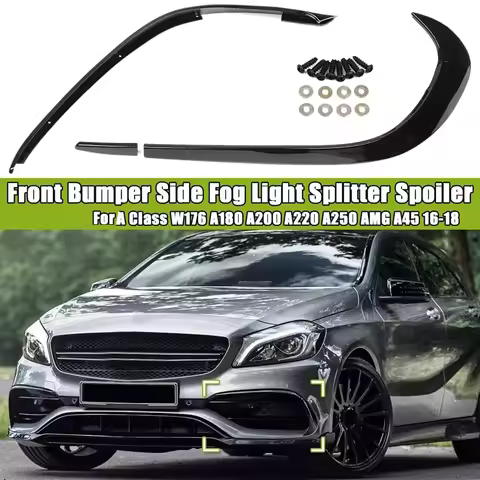 Front Bumper Side Air Knife Splitter Spoiler for Mercedes Benz a Class W176 A180 A200 A220 A250 AMG 