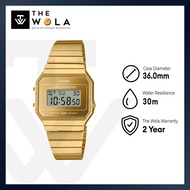 (2 Years Warranty) Casio Vintage Unisex Digital Watch A700WEVG-9A Gold Stainless Steel Strap