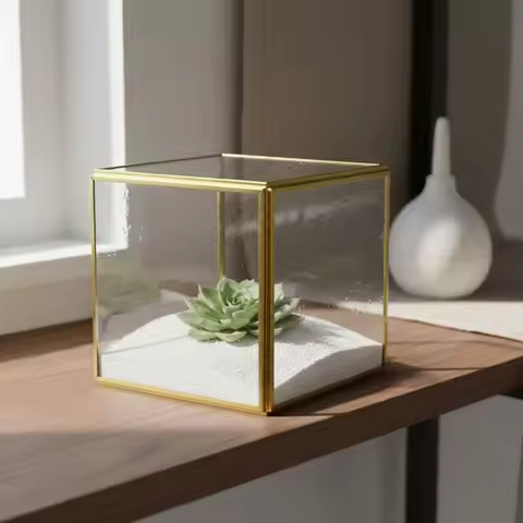 Geometric Glass Terrarium Multipurpose Glass Geometric Terrarium Drought-Resistant Plants Planter Co