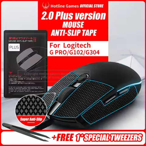Hotline Games 2.0Plus Mouse Anti-Slip Grip Tape for Logitech G PRO G102 G305,Grip Upgrade,Moisture W