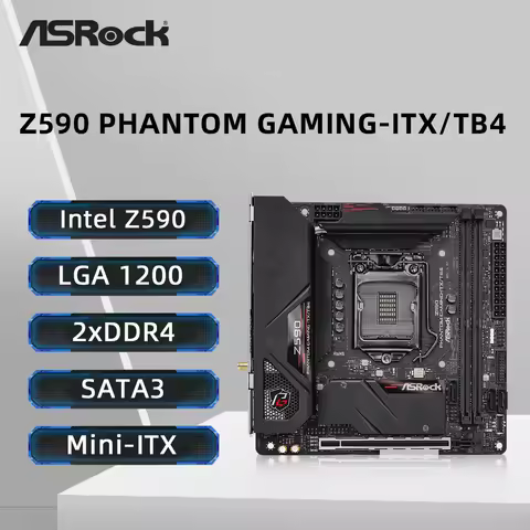ASRock Z590 PHANTOM GAMING-ITX/TB4 Motherboard LGA 1200 Support i9-11900KF i7-10700K i5-10400F 11600