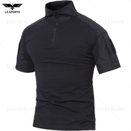 Short Sleeve Slim Fit Zipper Pockets Breathable Quick-Drying Tactical Hiking Polo Shirts S-3XL PLY30