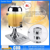 8L Stainless Steel Juice Dispenser with Stand with Ice Chamber Juice Bucket Single Juice Dispenser