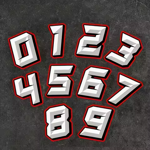 Vinyl Decals for Racing Helmets Featuring Creative Arabic Numbers from 0 to 9, Perfect for Motorcycl