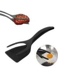 2合1鏟子和夾子-2合1握把和翻轉鏟夾蛋餅鉗,不沾硅膠煎蛋翻轉鉗,適用於煎餅魚片法式吐司煎蛋製作,家庭廚房烹飪工具