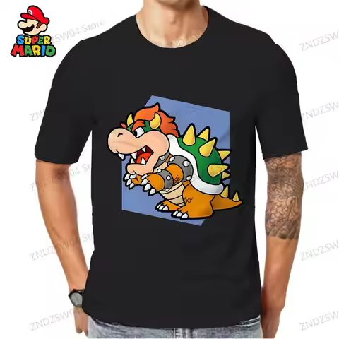 110-6XL Men's Children's T-Shirt Mario 2024 Oversize Anime Parent-child Wear Quick Dry Tops Short Sl