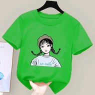 Children Children's Clothing T-Shirt Girls Braids Girls Short-Sleeved T-Shirt 2022 Children's Tops M