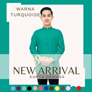 HARGA BORONG ‼️ New Turquoise Kurta Dewasa Cotton Slim Fit Warna Hijau Turquoise / Cotton Kain Sejuk D002K  BAJU RAYA