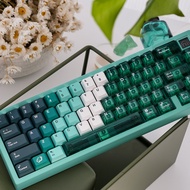 Forest Keycaps Gradient Green PBT+PC Light through Cherry profile Keycaps set for MX Switches Alice 