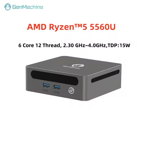 GenMachine Mini PC AMD Ryzen 5 5560U Windows 11 DDR4 3200mhz WiFi6 gaming pc Diy Gaming Computer Ord
