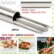 HSHELAA 20pcs Metal BBQ Skewers Long Flat Practical BBQ Sticks