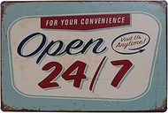 UOOPAI Open 24/7 Funny Tin Sign Bar Pub Garage Diner Cafe Plaque Wall Decor Home Decor Art Poster Re