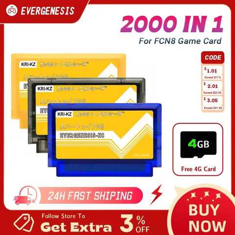 FC N8 Game Card 2000-in-1 Multi Game Remix China Version for Family Computer 8-Bit Video Game Consol