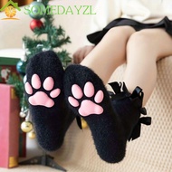 SOMEDAYMX Cat Paw Plush Socks, Coral Velvet Cold-proof 3D Cat Paw Socks, Harajuku Kitten Claw Sleep 