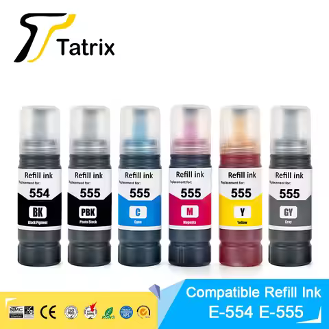 Tatrix 554 555 Compatible Refill Ink For Epson Color Water Based Bottle ink T554 T555 Compatible Eps