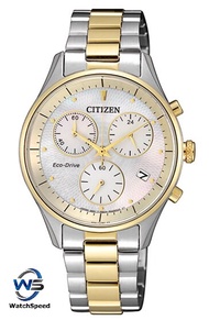 Citizen Eco-Drive FB1444-56D Chandler Chronograph Mother of Pearl Silver Dial Two Tone Stainless Steel Ladies / Womens Watch