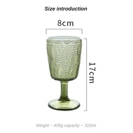 Retro Goblet French Green Leaf Glass Glass Water Glass Wine Glass Goblet Ins Good-looking Drink Cup