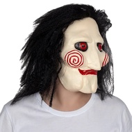 NEW Halloween Saw Massacre Killer Mask Adult Horror Headset Blood Pig Head Black Hair Shocking Clown
