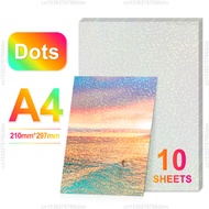 10Sheets Adhesive Cold Laminating Film Waterproof A4 Hologram Dot Broken Glass Paper Film DIY Packag