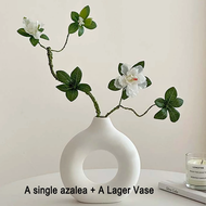 3 Flowers Artificial Azalea Branch Silk White Wedding Flower Indoor Art Flower Arrangement Material