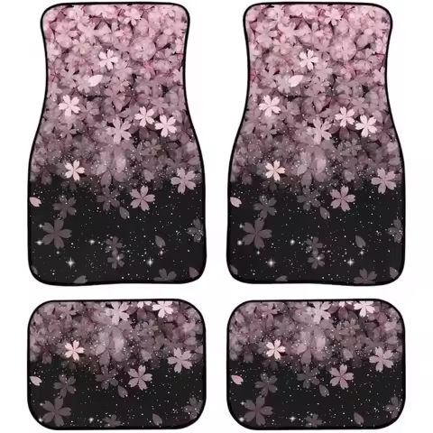 Pink Cherry Blossom Sakura Auto Interior Carpet Floor Mats for Car Auto Universal Fit Front Rear Ful