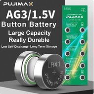PUJIMAX - LR41 AG3 / L736F 鈕型鹼性無汞電池 電餅 電芯 Alkaline Button Cell Battery (1.5V) - 10粒裝