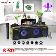 ADVANCE K-421 Speaker Bluetooth Mic Wireless Music Box Karaoke