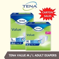 [Free Delivery] TENA Value Adult Diapers Unisex Taped Diaper Medium / Large Size  [M12 / L10 x 8 packs] (100% real)