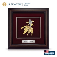 (JS Pewter) VIP Frame 16"x16" Gold Plated PEWTER | Good Fortune | Happiness Goldfish | Premium Gift 