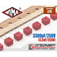 (10 Pieces) [F-CAP] 3300pF/250V 3.3nF/250V WIMA FKP2 5.4x7.2xH7mm P=5mm