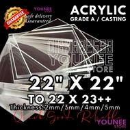 22 x 22 inches to 23++ inches acrylic sheet with 2mm, 3mm 4mm and 5mm / transparent akrilik