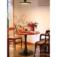 Small Apartment Chair Middle Balcony Walnut Coffee Household Solid Wood Antique Round Return Tulip D