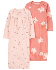 Carters 2PC GOWNS PINK FLORAL PRINT L13 คาร์เตอร์เสื้อคลุม ลายดอกไม้สีชมพู