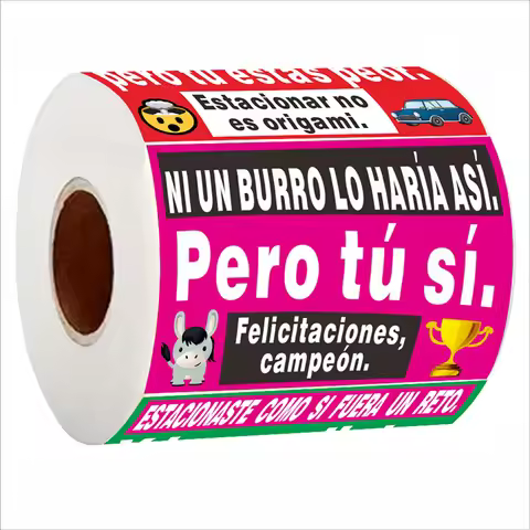 150 Pcs Spanish Parking Stickers – 5 Designs, Funny Car Labels, Matte Finish, 7x5cm, Self-Adhesive