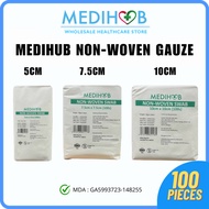 [MDA APPROVED] MEDIHUB Non-woven Gauze Swab 4ply (100 pcs/pack) 5cm/7.5cm/10cm [Green]