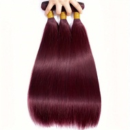 ชุดผมมนุษย์ 99J ผมตรง สีเลือดหมู ระดับ 12A Remy Hair 1 ชุด สีไวน์แดงตรง