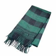 Dior 安哥拉羊毛格紋圍巾(綠/黑)