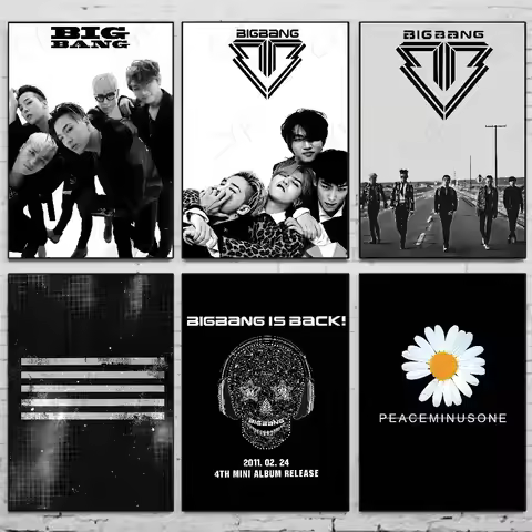 1PC Korean Pop Band B-BIGBANG Poster Waterproof Wall Art Sticker For Bar Living Vintage Room Decor H