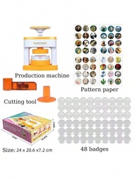 1 套按鈕製造機，圓形徽章機，附有不同尺寸的模具和圓形切割機，DIY 徽章製作玩具
