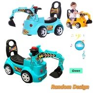 KIDS CONSTRUCTION EXCAVATOR RIDE ON PUSH CAR WITH MUSIC
