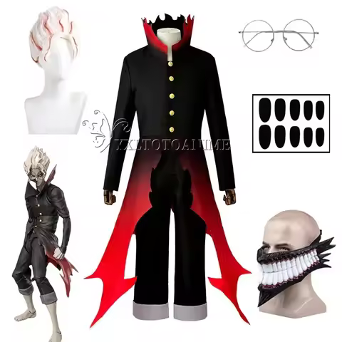 Dandadan Okarun Ken Takakura Cosplay Costume Wig Turbo Granny Powers Black Collar Uniform Curly Shor
